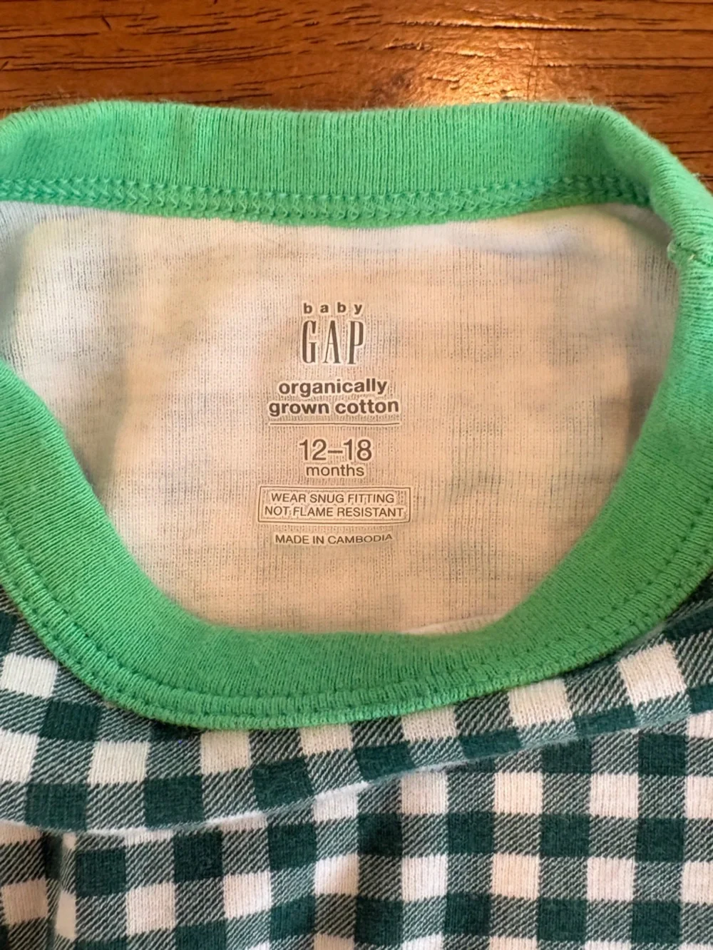GAP Green and White Gingham Kids Pajama Set - Picture 4 of 4